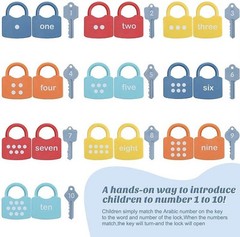 Kids Learning Locks Keys 123 Dots Numbers Matching Counting Toys Montessori Toy