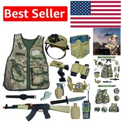 Camouflage Army Costume Set for Kids – Toy Guns and Accessories for Role Play