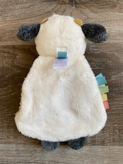 ITSY RITSY Plush & Sherpa Cow Sensory Toy with Barn Teether~Crinkle~Lovey