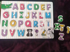 4 Melissa & Doug Wooden Peg Puzzles See-Inside Alphabet Shapes Lakeshore Colors