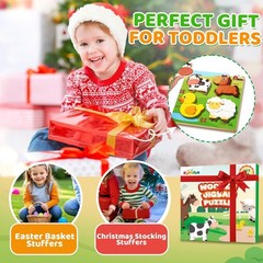 Farm Animal Wooden Puzzle for Toddlers 1-3, Sensory Montessori Toy Classroom Pre