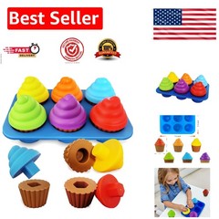 Rainbow Cupcake Toy – Non-Toxic Shape Sorting for Toddlers 1-3 Old