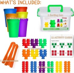 Counting Bears with Matching Sorting Cups,Number Color Recognition STEM Educa…