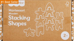 Fisher-Price Wood Montessori Toy Stacking Shapes, American Montessori Society Se