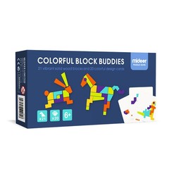 MiDeer Wooden Geometric Imagination Puzzle with 21 Wood Blocks and 20 Pattern