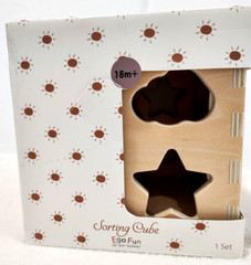 Sorting Cube, Eco Friendly Wooden Shape Sorting Toy, NEW, 18 Mo.+