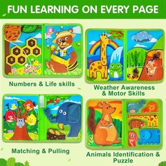 Multicolor Animal Busy Book – Montessori Learning for Ages 1-3, Travel Safe