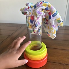 Lovevery Clear Tube w/ Stacking Rings + Peek-A-Boo Blanket | 9-10 months
