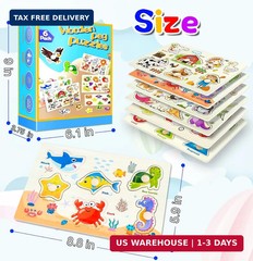 Wooden Peg Puzzles for Toddlers,Montessori Toddler Jigsaw for Child,Fine Motor S
