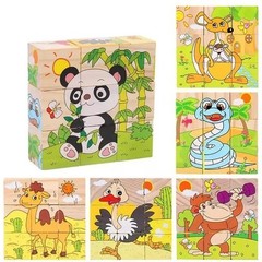 Wooden Six-Side Jigsaw Puzzles for Baby Kids 3 4 5Years Old Color Shape