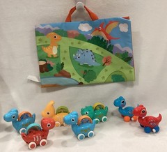 COVTOY 5 Dinosaur Car Toys W/ Storage Bag/Game Mat + 2 Nosaur Wind Up Excellent