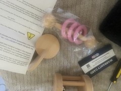 Giggles Montessori eco friendly wood baby toy Rattle set 0-12month pink New