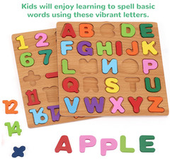 Wooden Puzzles for Toddlers, 3Pack Alphabet Shape Puzzles for Kids 3 Wooden