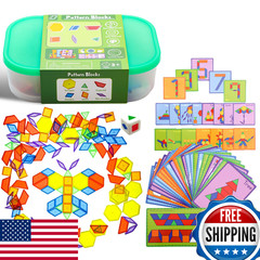 Odoorgames 140 Pcs Translucent Pattern Blocks, Geometric Shapes, Light Table