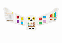 Montessori 5-Panel Wooden Wall Activity Board: Chimes, Bead Maze, Mirrors