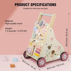 Wooden Baby Walker, Baby Push Walker, Push Walker Toys for Babies Learning to…