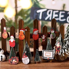 Geetery 20 Pcs Christmas Basketball Santa & Snowmen Ornaments with Rope Hangi…