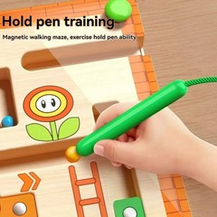 Wooden Magnetic Maze Toy Puzzle Game Board for Kids Learning & Logic Training