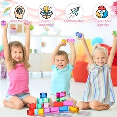 20 Pcs Acrylic Gem Cubes Blocks for Kids Translucent Rainbow Building Blocks …
