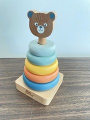 Inside Out Toys Jumini Bear Stacking Rings Wood Scandi Baby Toddler Kids Play