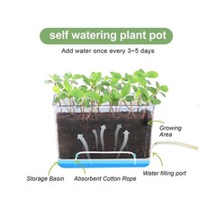 Self Watering Planters – 4 Pack Rectangular Clear Plant Pots wi… Fast USA SHIP