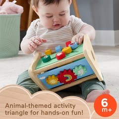 Fisher-Price Wooden Activity Triangle, 3-Sided Fine Motor Toy, Baby & Infant 6M+
