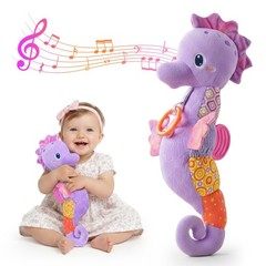 Baby Toys 0-6 Months,Infant Musical Seahorse Stuffed Animals Sensory Toys with B
