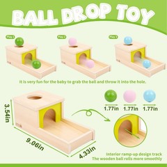Object Permanence Box with Tray Three Balls Montessori Toys for 6-12 Months B…