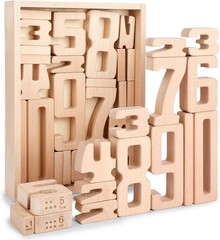 Wooden Number Building Blocks, Large Digit Blocks 1-10, 32 Pcs Number Toys | …