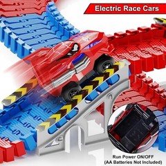 Spider Race Car Track Set – 2 Cars, DIY Flexible Tracks, STEM Toy Gift for Kids