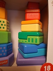 New Fisher Price Mattel Wooden Stacking Shape Sorter 26 Pieces 18 m +