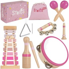 Educational Music Toy for Toddlers: Pink Wood Instruments