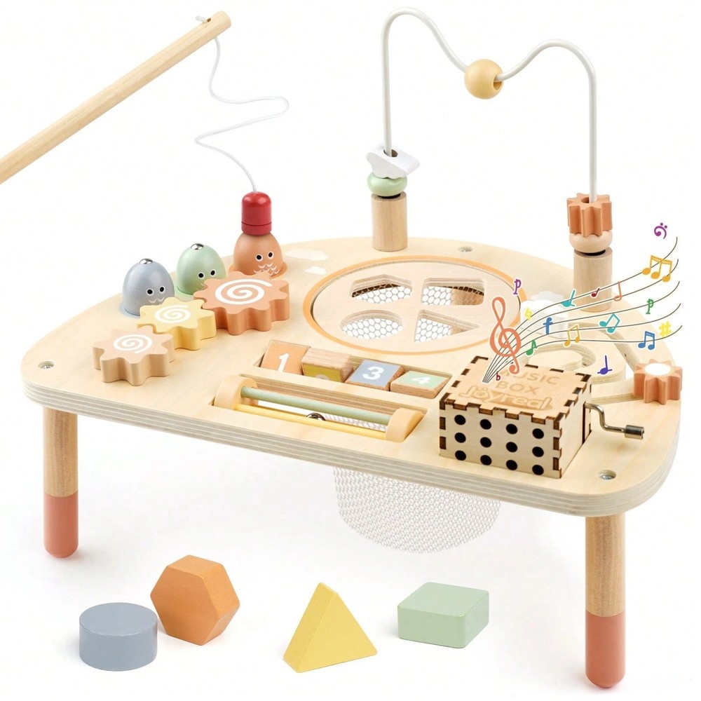 Mini 8-in-1 Wooden Activity Table Montessori Sensory Toy for Toddlers 18+ Months