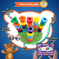 Jumbo Stacking Shapes Pegboard Set Kids Learning Toy w/ Storage Box