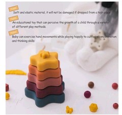 Silicone Star Stacking Rings Baby Toy Montessori Soft Teether Tower NEW