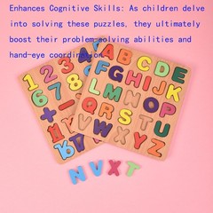 2PCS Wooden Alphabet Number Shape Puzzles for Toddlers, Educational Learning …