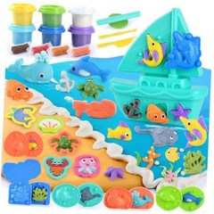 Ocean Color Dough Kit with Sea Animals Molds, Under the Sea Toys Set for