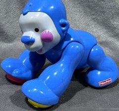 Vintage Fisher Price Amazing Jungle Fun Animals Blue Gorilla Toddler Toy Teether