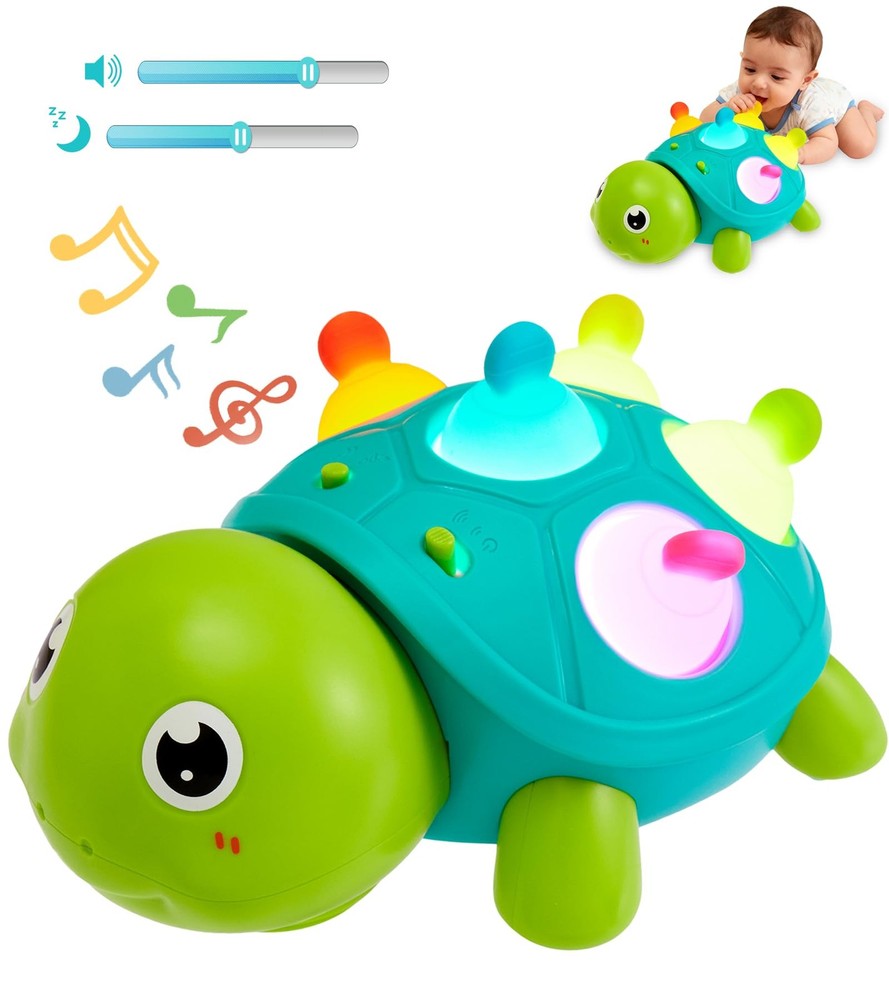 Baby Crawling Turtle Toy 6 9 12 18 Months, Infant Tummy Time Sensory Musical …