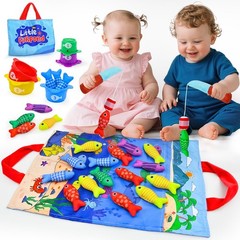 Montessori Toys for 1+ Year Old – 23 PCS Fishing Game Toys with 2 Poles & 15 …
