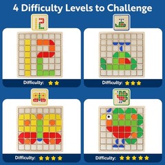 Wood Pattern Blocks Set for Kids – Problem Solving & Creativity with 120 Pieces