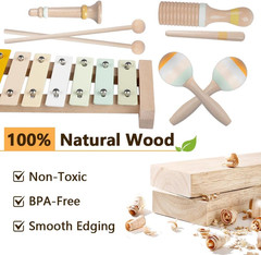Baby Musical Instruments-Montessori Wooden Toys for Toddlers,Neutral Colors