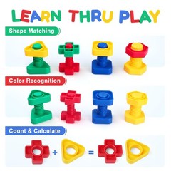 Nuts and Bolts, 24pcs Fine Motor Skills Occupational Therapy Toys for Kids, S…