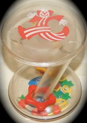 Vintage 1980 Johnson Johnson Clown Baby Toy Rattle Rolling Stars Playpath RARE N