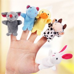 Velvet Cartoon Family Finger Puppets Cloth Doll Baby Educational Hand Animal Toy