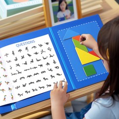 Wooden Jigsaw Magnetic Tangram Puzzle Book Educational Toys For Children Baby