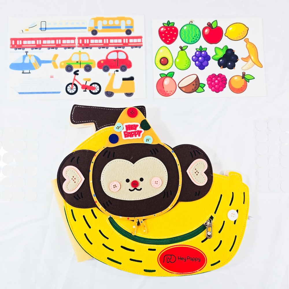 Hey Pappy Monkey Busy Board Toddler Montessori Sensory Toy 14×12 Age 3 Plus Kids