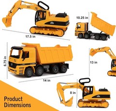 Excavator & Dump Truck Toy Set – 2 Construction Vehicles for Kids Ages 3+