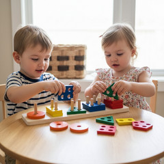 3x Montessori Wooden Shape Sorter Stacking Toy Sensory Learning Toddler Gift Set