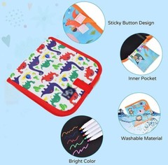 Kids Erasable Doodle Book Set, Reusable Drawing Pads, Preschool Toy (Red Dino)
